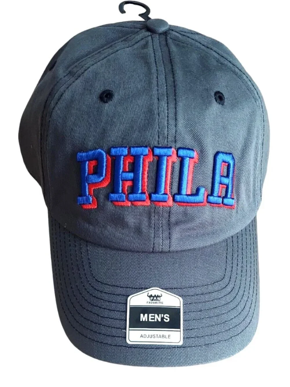 Philadelphia 76ers Hat Strapback Fan Favorite Mass Charcoal Clean Up New NBA